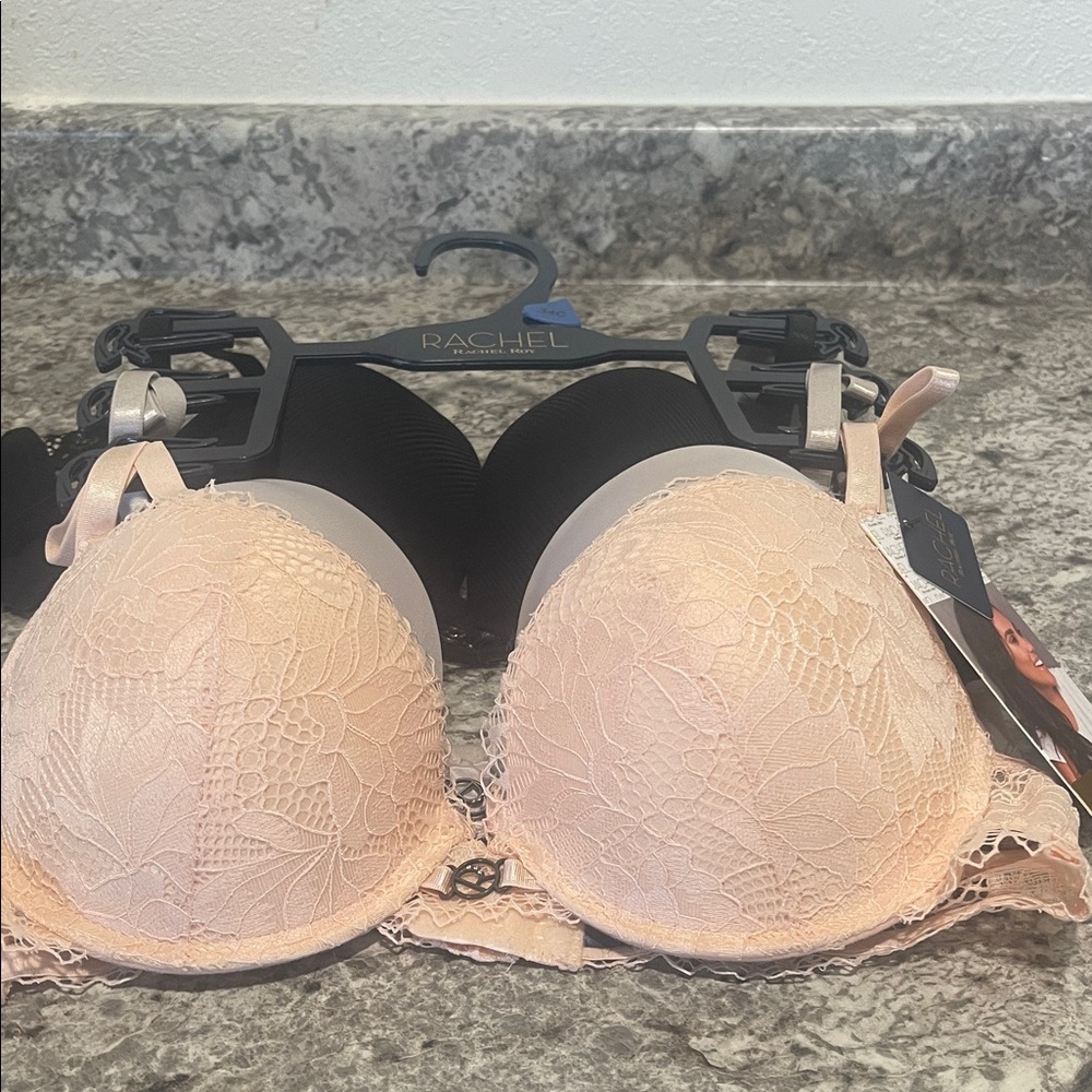 Rachel Peach Lace Push-Up Bra with Delicate Overlay